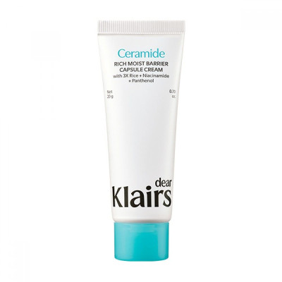 Восстанавливающий барьерный крем с керамидами и рисовой водой KLAIRS Rich Moist Barrier Capsule Cream - 20 мл Восстанавливающий барьерный крем с керамидами и рисовой водой KLAIRS Rich Moist Barrier Capsule Cream - 20 мл