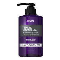 Восстанавливающий бальзам для волос "Зеленое яблоко" KUNDAL Honey & Macadamia Protein Hair Treatment Apple Green Tea - 500 мл Восстанавливающий бальзам для волос "Зеленое яблоко" KUNDAL Honey & Macadamia Protein Hair Treatment Apple Green Tea - 500 мл