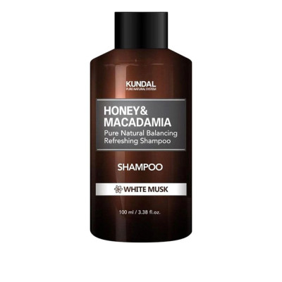 Безсульфатный натуральный шампунь для волос "Белый мускус" KUNDAL Honey & Macadamia Nature Shampoo White Musk - 100 мл