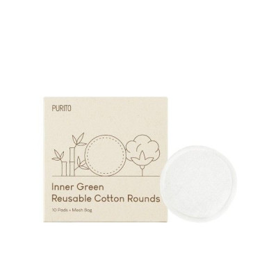 Многоразовые косметические хлопковые диски PURITO Inner Green Reusable Cotton Rounds - 10 шт