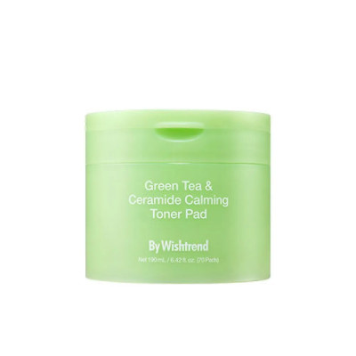 Успокаивающие тонер-пэды с зелёным чаем и керамидами By WISHTREND Green Tea Ceramide Calming Toner Pad - 70 шт