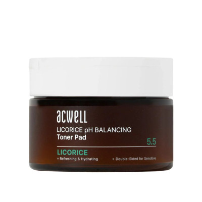 Успокаивающие балансирующие тонер-педы с солодкой ACWELL Licorice pH Balancing Toner Pad - 70 шт