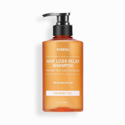 Освежающий шампунь против выпадения волос "инжир мята" KUNDAL Beer Yeast Hair Loss Relief Shampoo Fig Mint Tea - 500 мл